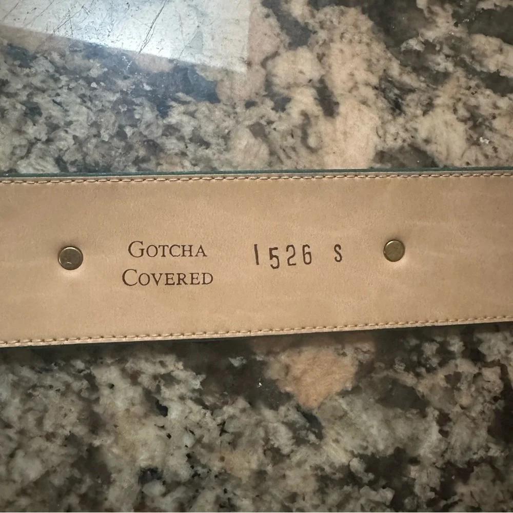 Gotcha Covered Chic Dark Green Suede Belt with Gold Accents